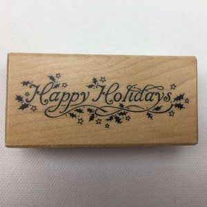 Happy Holidays 2001 PSX Rubber Stamp E079 Stars Card Making Craft Scrapbooking